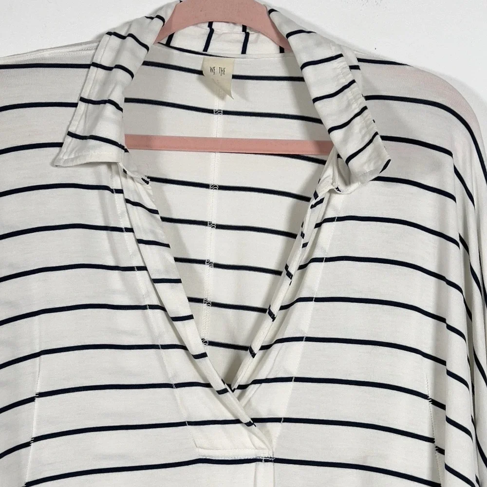 We‎ The Free Can't Fool Me Oversized Top Sz M Ivory Black Striped Dolman Sleeves